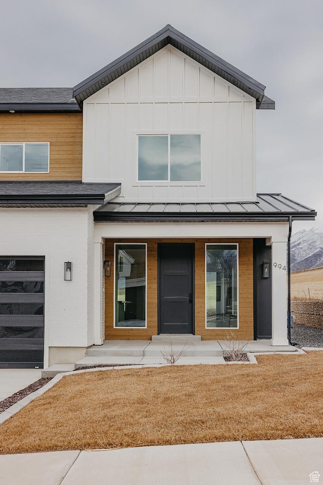 994 W Union Bench Dr S, Mapleton, UT 84664 - view of front of property featuring a standing seam roof, metal roof, a porch, and board and batten siding