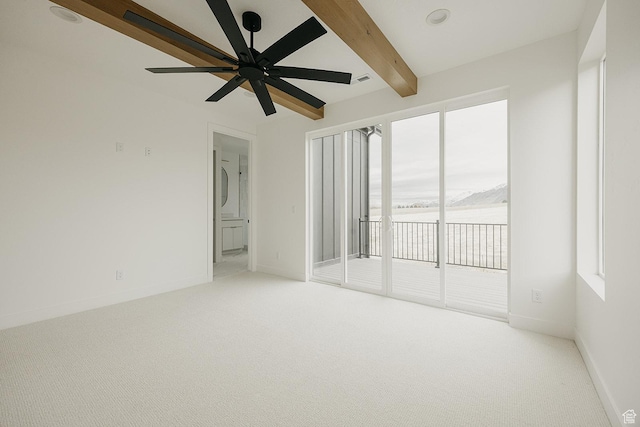 994 W Union Bench Dr S, Mapleton, UT 84664 - unfurnished room with carpet floors, ceiling fan, baseboards, and beam ceiling