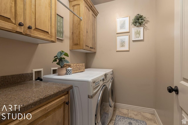 1679 N 4400 W, Plain City, UT 84404 - clothes washing area featuring cabinets, light tile patterned floors, and washing machine and clothes dryer