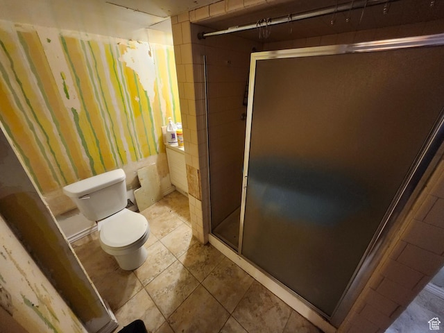 bathroom featuring toilet and walk in shower