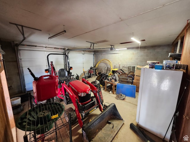 garage with a garage door opener