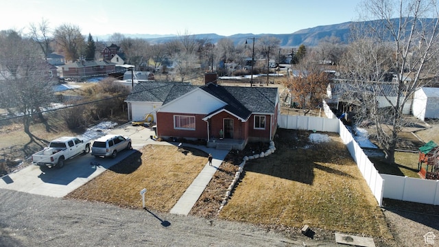 drone / aerial view with a mountain view