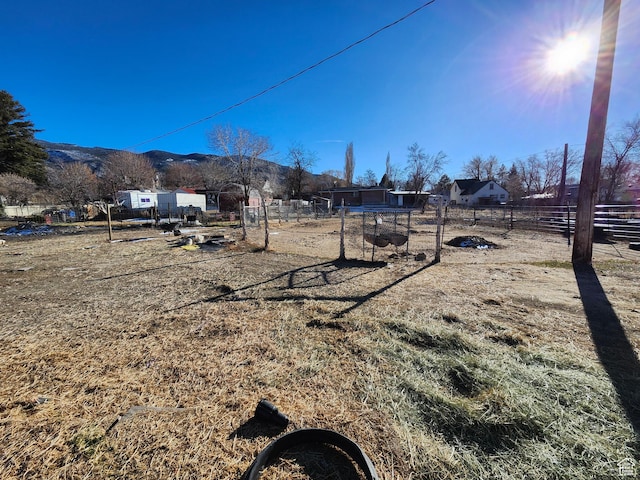 view of yard with a mountain view