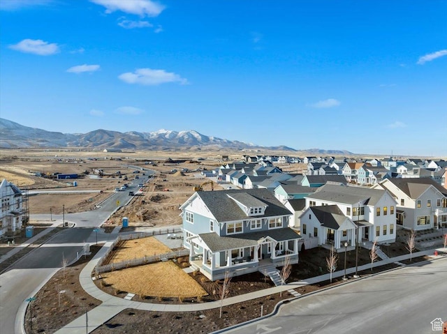 drone / aerial view with a mountain view