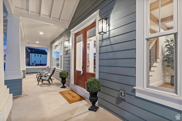 entrance to property featuring french doors