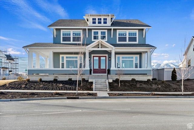 view of front facade with french doors