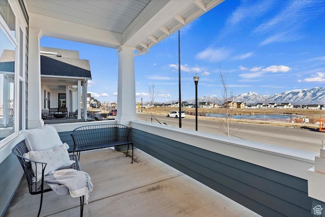 balcony with a mountain view