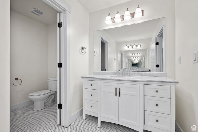 1002 W Temple Rim Ln, Payson, UT 84651 - bathroom with vanity, tile patterned flooring, and toilet