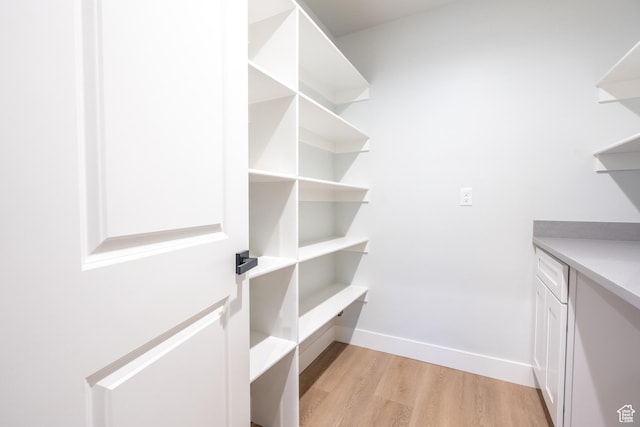 pantry featuring light hardwood / wood-style floors