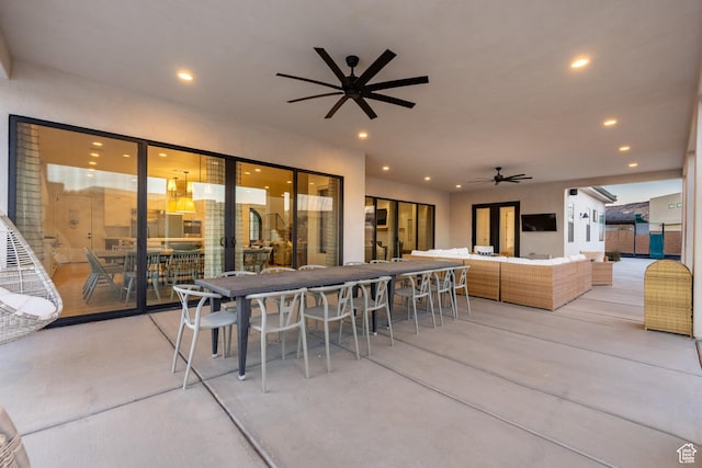4862 N Sand Cove Cir, St George, UT 84770 - view of patio / terrace featuring exterior bar, ceiling fan, and outdoor lounge area