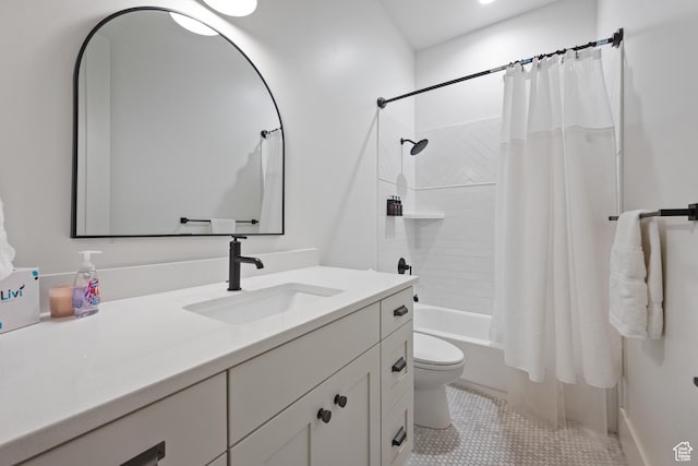 4862 N Sand Cove Cir, St George, UT 84770 - full bathroom with shower / bath combination with curtain, vanity, toilet, and tile patterned flooring