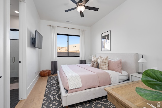 4862 N Sand Cove Cir, St George, UT 84770 - bedroom featuring hardwood / wood-style flooring and ceiling fan