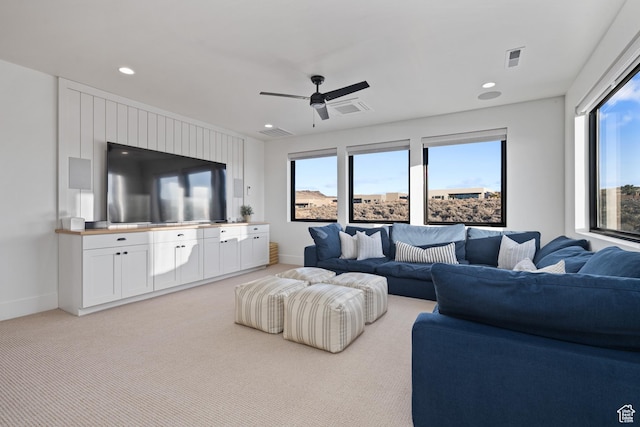4862 N Sand Cove Cir, St George, UT 84770 - carpeted living room featuring plenty of natural light and ceiling fan