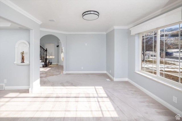 939 E Summit Dr N, Smithfield, UT 84335 - spare room featuring ornamental molding and light colored carpet