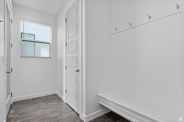 mudroom with hardwood / wood-style floors