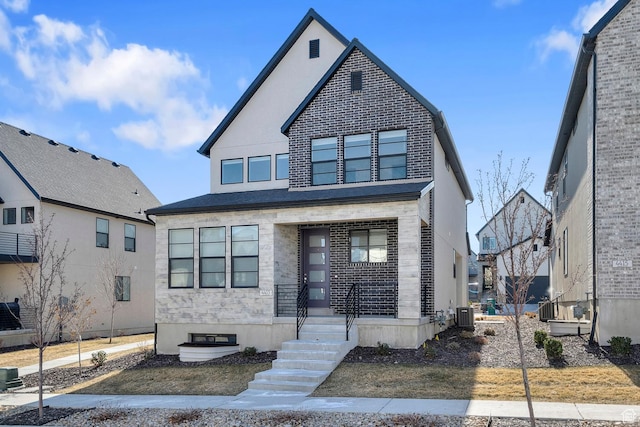 view of front of home with central AC unit