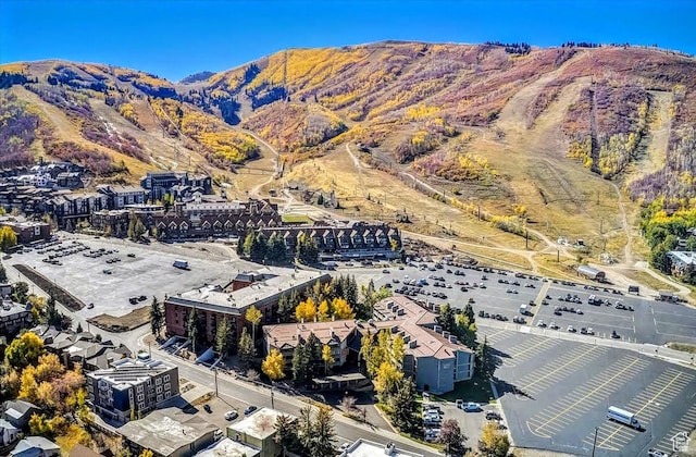drone / aerial view with a mountain view