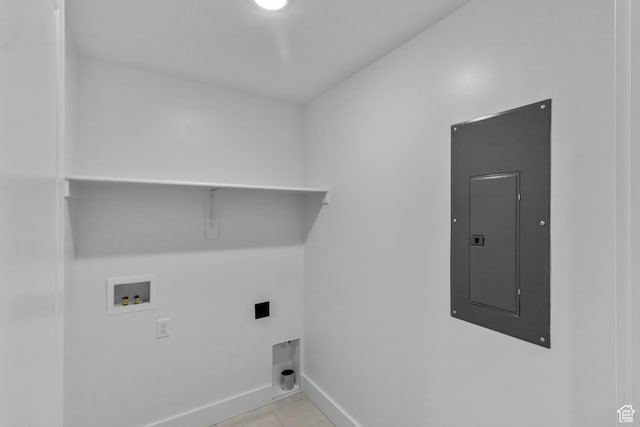 550 N 735 W, Smithfield, UT 84335 - clothes washing area featuring light tile patterned floors, hookup for a washing machine, and electric panel
