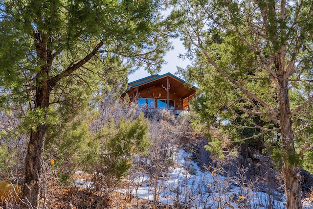 exterior space featuring a water view