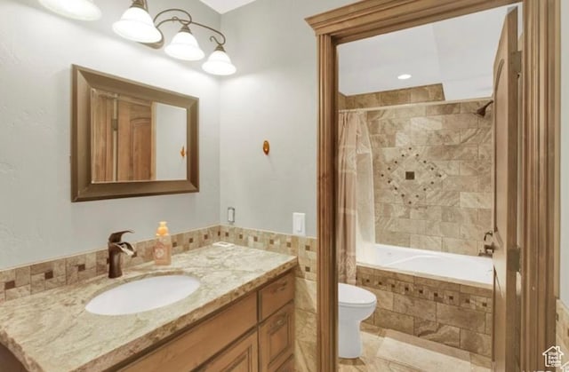 14548 S Rose Ave, Herriman, UT 84096 - full bathroom with shower / bathtub combination with curtain, vanity, and toilet