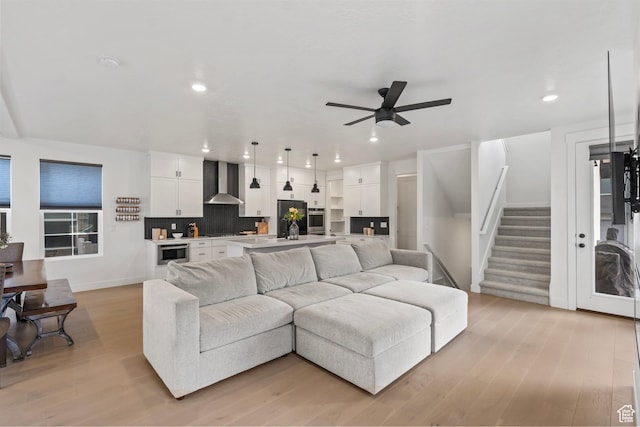 6850 Mountain Maple Dr Unit 14, Park City, UT 84098 - living room featuring ceiling fan and light wood-type flooring