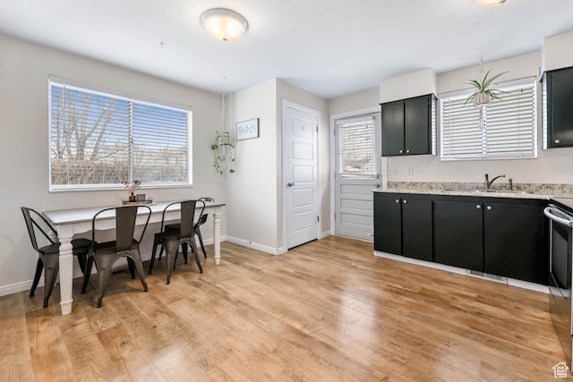 kitchen featuring sink and light hardwood / wood-style flooring
