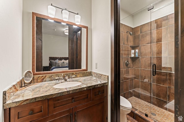 8670 Ranch Club Ct, Park City, UT 84098 - bathroom featuring vanity, toilet, and walk in shower