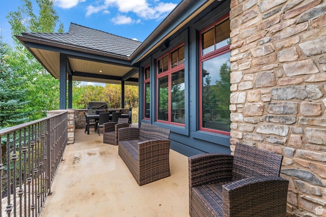 8670 Ranch Club Ct, Park City, UT 84098 - view of patio featuring area for grilling, outdoor lounge area, and a balcony