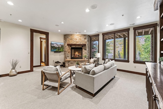 8670 Ranch Club Ct, Park City, UT 84098 - living room featuring light colored carpet and a fireplace