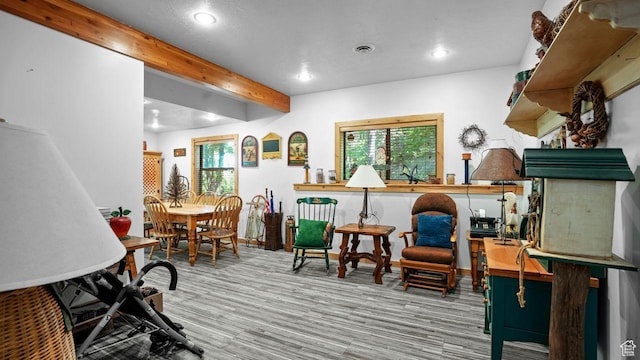 335 Jungfrau Hill Rd, Midway, UT 84049 - living area featuring beam ceiling and light wood-type flooring