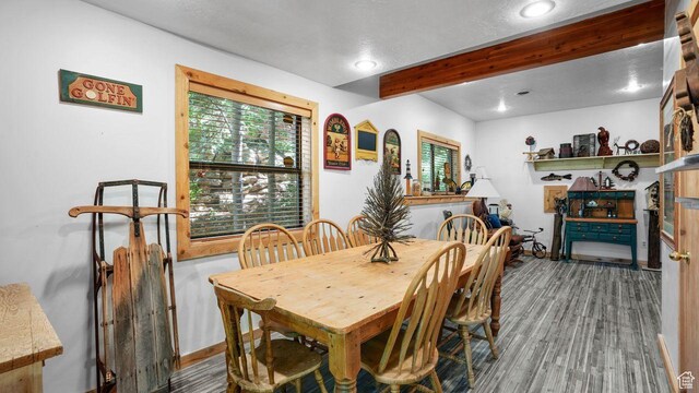 335 Jungfrau Hill Rd, Midway, UT 84049 - dining space featuring beam ceiling and hardwood / wood-style flooring