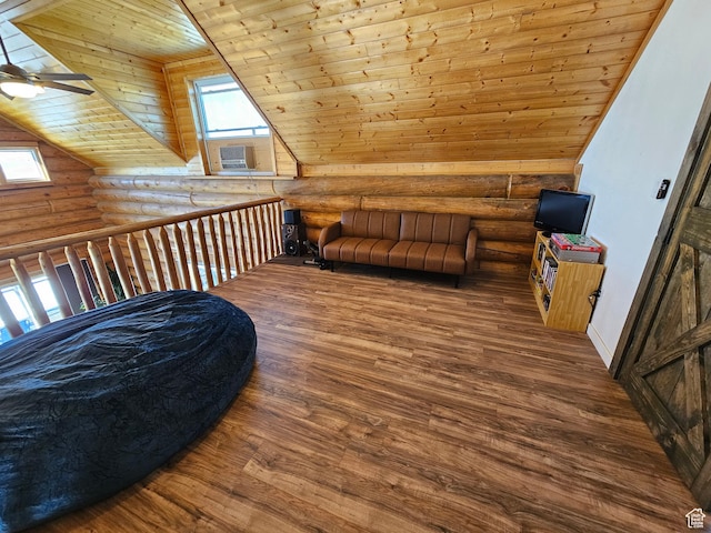 11905 E 24560 N, Fairview, UT 84629 - bonus room with ceiling fan, rustic walls, hardwood / wood-style floors, and wooden ceiling