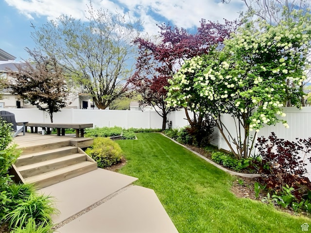 818 Summit Dr, Smithfield, UT 84335 - view of yard featuring a wooden deck