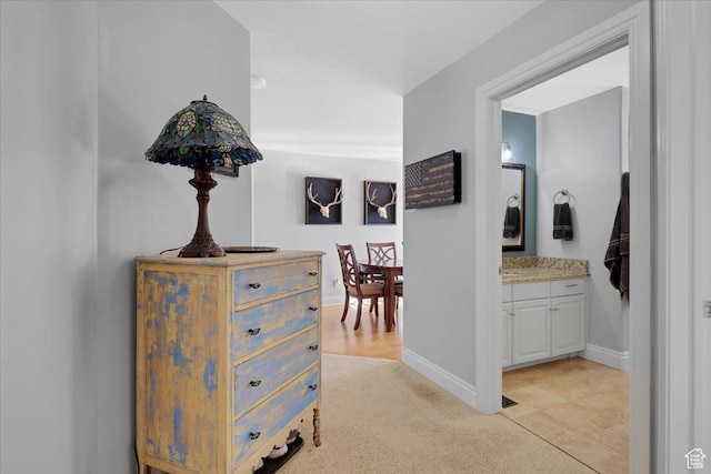 818 Summit Dr, Smithfield, UT 84335 - hallway with baseboards and light carpet