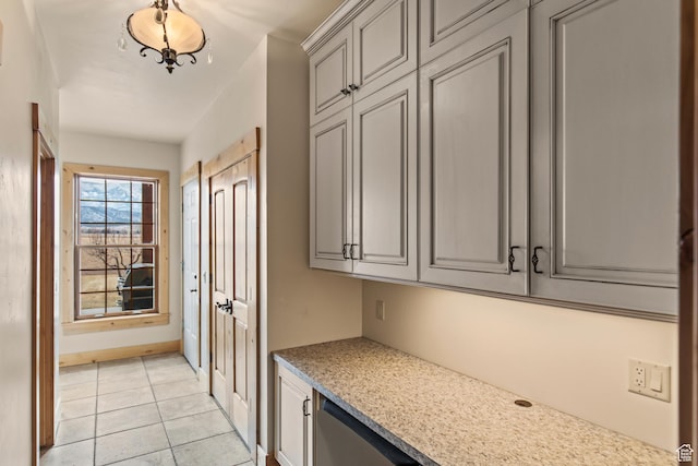 655 W 85 S, Glenwood, UT 84730 - kitchen with gray cabinets and light tile patterned floors