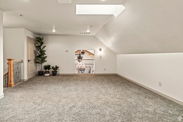 655 W 85 S, Glenwood, UT 84730 - additional living space featuring lofted ceiling, carpet flooring, a ceiling fan, and a skylight