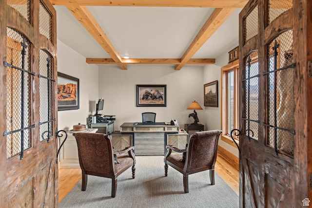 655 W 85 S, Glenwood, UT 84730 - home office with wood finished floors and beamed ceiling