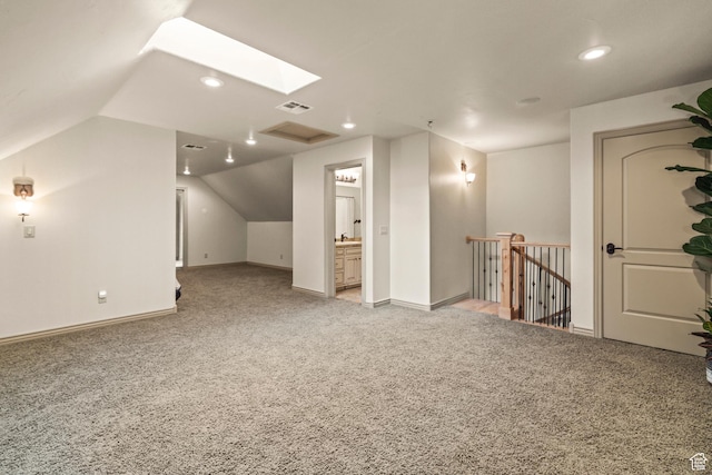 655 W 85 S, Glenwood, UT 84730 - additional living space with carpet floors, lofted ceiling, a skylight, and recessed lighting