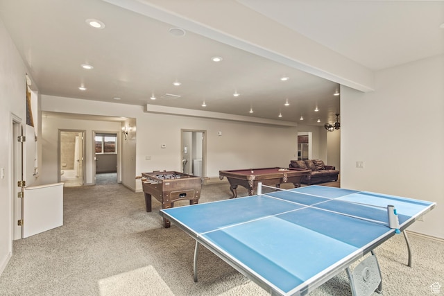 655 W 85 S, Glenwood, UT 84730 - rec room featuring billiards table, light colored carpet, and recessed lighting