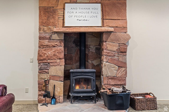 655 W 85 S, Glenwood, UT 84730 - detailed view of a wood stove and carpet