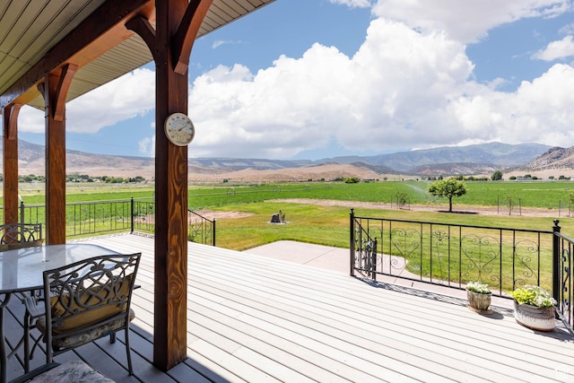 655 W 85 S, Glenwood, UT 84730 - wooden deck with a rural view, a lawn, and a mountain view
