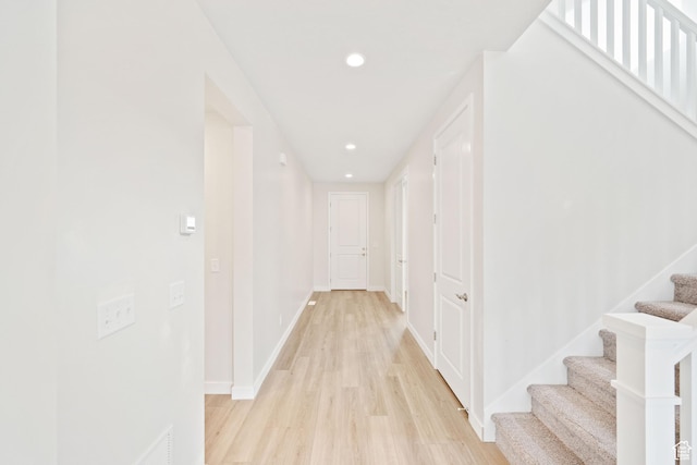 corridor featuring light wood-type flooring