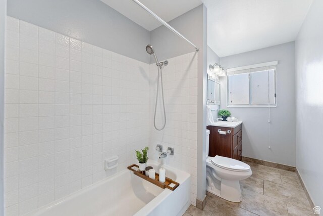 9737 S Stonehaven St, South Jordan, UT 84009 - full bathroom featuring vanity, toilet, and washtub / shower combination
