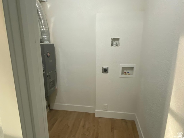 458 E Lambourne Ave, Salt Lake City, UT 84115 - clothes washing area featuring hardwood / wood-style flooring, hookup for a washing machine, and electric dryer hookup