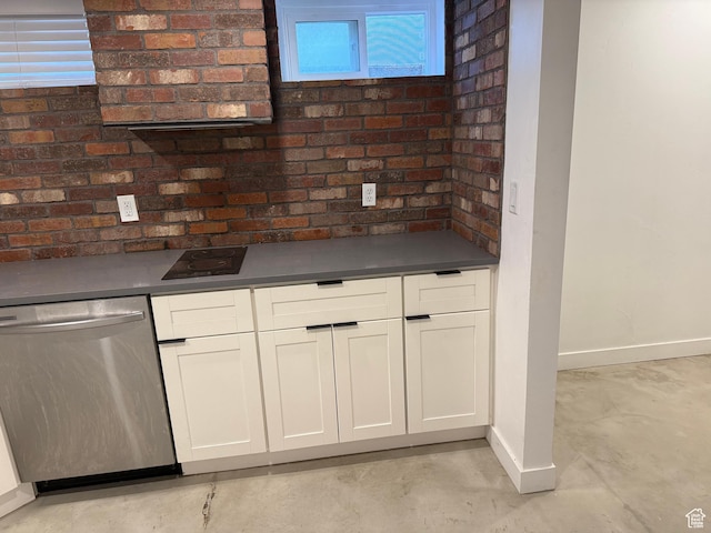 kitchen featuring white cabinetry, dishwasher, and a wealth of natural light