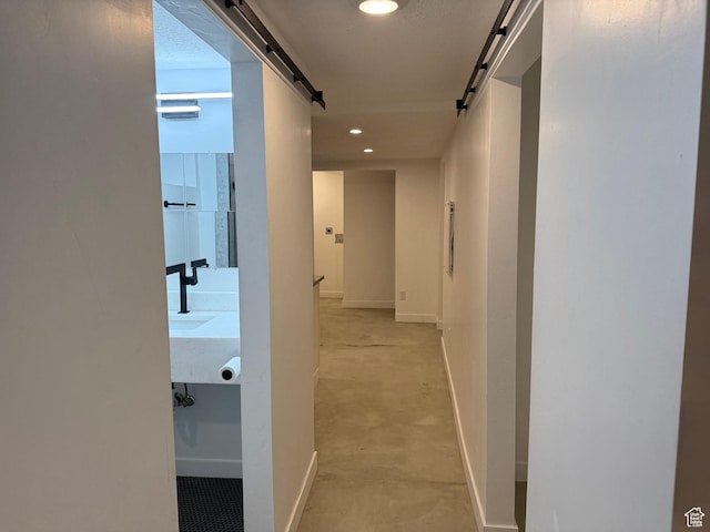 hallway with a barn door