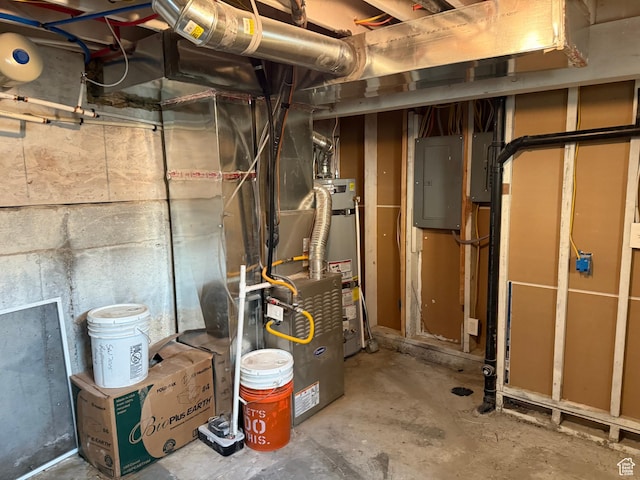 utilities with electric panel and water heater