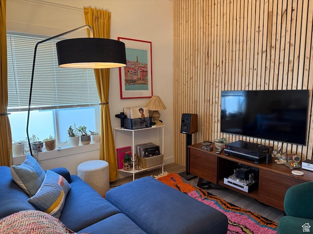 living room featuring hardwood / wood-style flooring