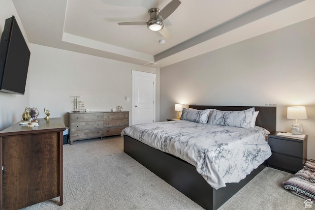 3937 W 1850 N, Lehi, UT 84043 - bedroom featuring a raised ceiling, light colored carpet, and ceiling fan