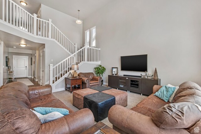 3937 W 1850 N, Lehi, UT 84043 - carpeted living room featuring a towering ceiling